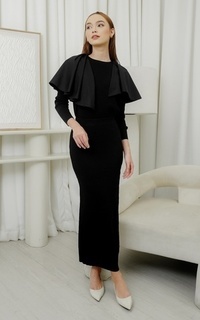 Blus Anna Cape Top - Black