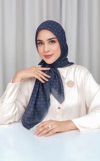 Hijab Motif Ikat Voile Square - Blue Nights