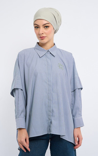 Blus Kami Aira Boxy Top Navy Mint