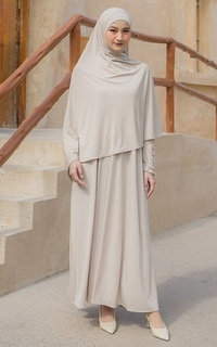 Gamis Hafisa Abaya Set Cream Almond-747021