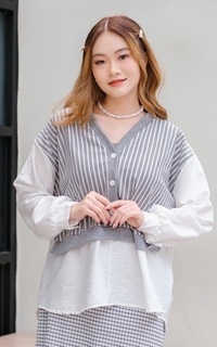 Blouse Yoenik Apparel Seulgi Oversize Tops Gray M18760 R48S3