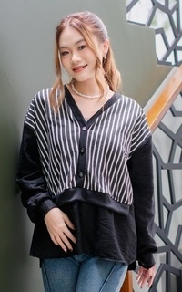 Blus Yoenik Apparel Seulgi Oversize Tops Black M18759 R50S5