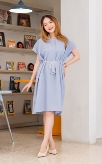 Tunic Yoenik Apparel Yoojin Midi Dress (Free Belt) Soft Blue Jeans M18867 R106S1