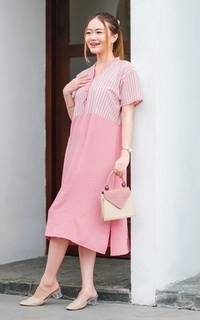 Tunik Yoenik x Barbyescollection Minju Midi Dress Pinkeu M18246 R38S2