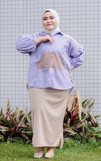 Blus Siselyo Aniisa Pocket Square Tops Jumbo Oversize - Orchid M18158 R35S2