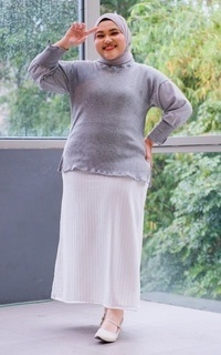 Blus Siselyo Aini Knit Tops Mix Stripe Misty Gray M18885 R13S1