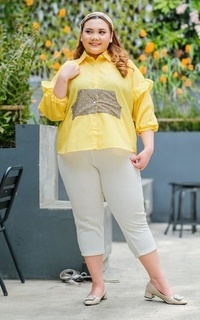 Blouse Siselyo Aniisa Pocket Square Tops Jumbo Oversize - Bee M18157 R35S1