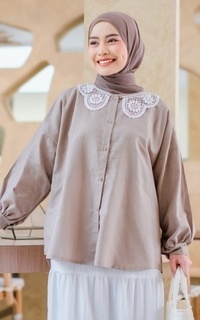 Shirt Mybamus Canda Kemeja Linen Kerah Lace