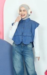 Rompi Mybamus Mozy Denim Crop Vest Outer Basic Jeans