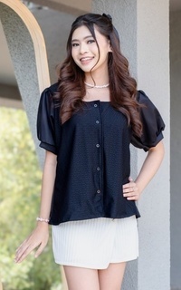 Blouse Yoenik Apparel Yerin Lace Shirt Black M18838 R23S4