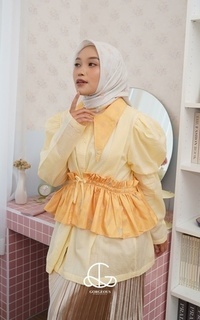 Blouse Blouse Korean Puff Qoquette Yellow