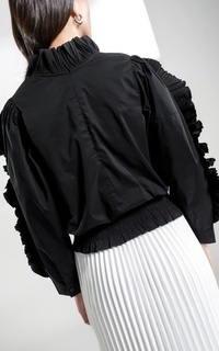 Blouse Summer Ruffled Blouse - Black Black-763968