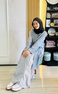Long Dress Lunangoofficial-Gamis Outer Ksn 2 Pcs Wanita Kode LG 898 Kekinian Casual Katun Terbaru Dark Grey-770287