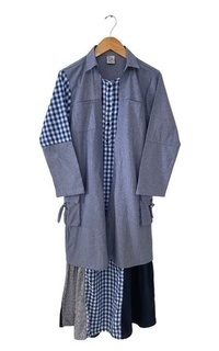 Long Dress Lunangoofficial-Gamis Outer Ksn 2 Pcs Wanita Kode LG 898 Kekinian Casual Katun Terbaru Denim Navy-770289