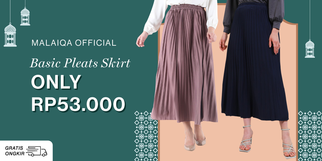 Malaiqa Official Basic Pleats Skirt ONLY Rp53.000
