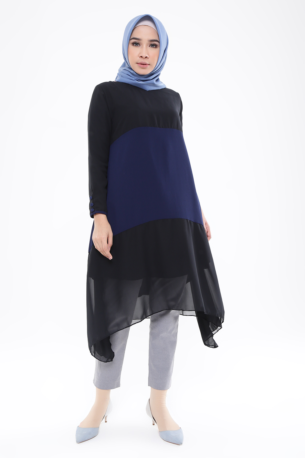  Baju  Navy  Cocok Sama Jilbab  Warna  Apa Voal Motif