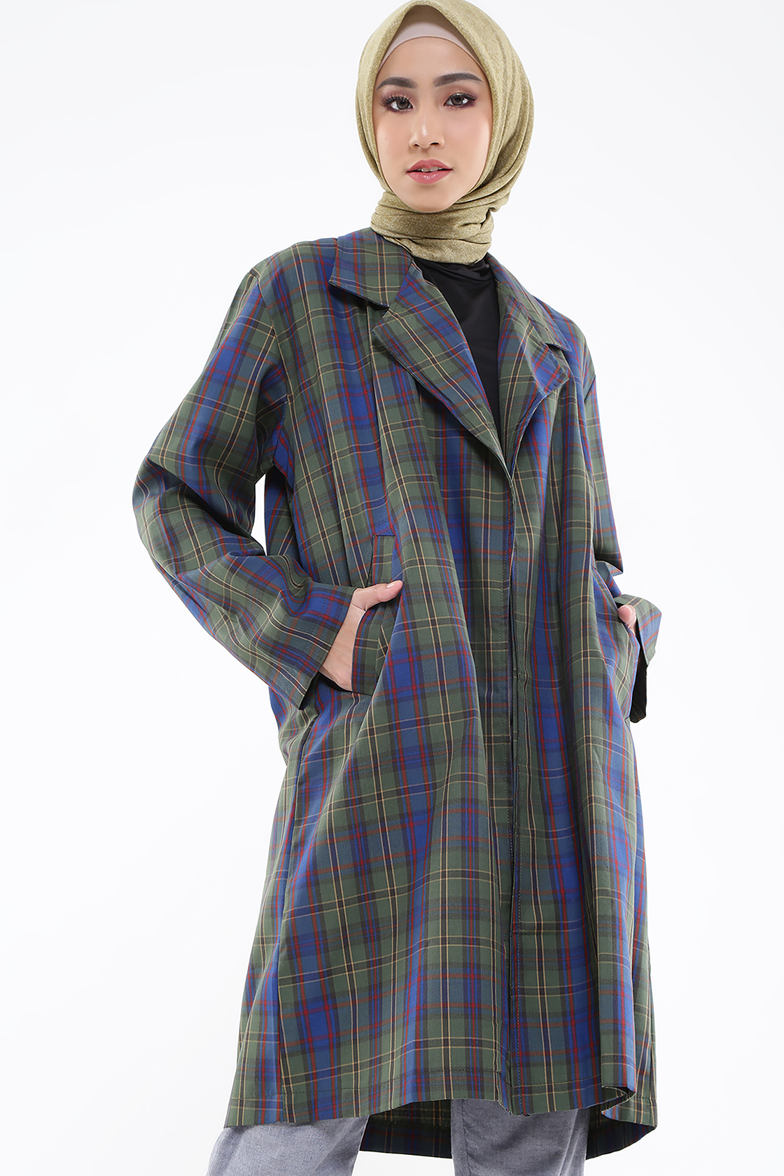 blazer-wanita---tartan-blazer