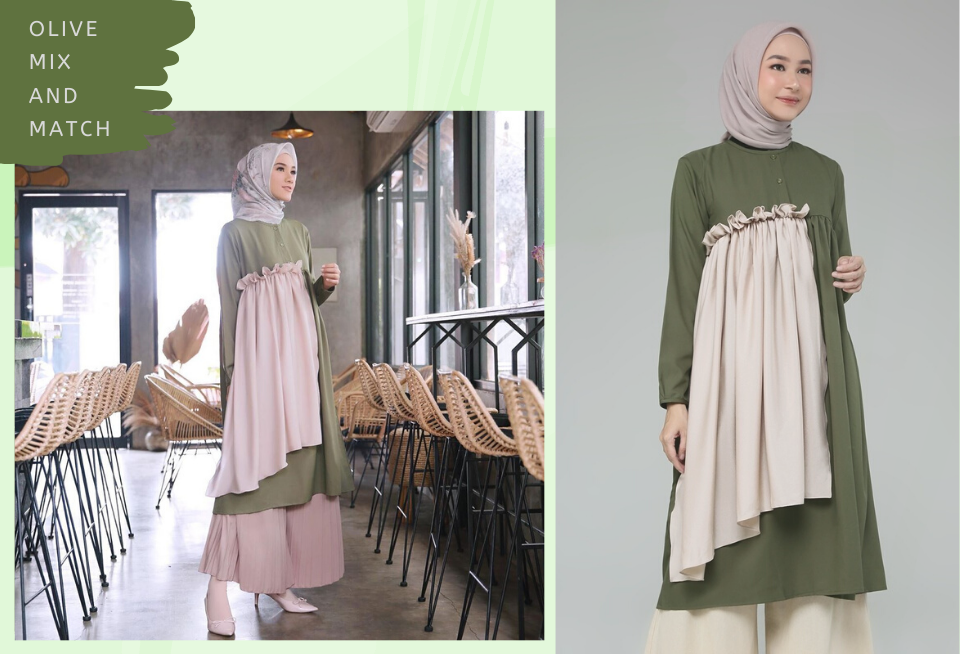 Tampil Fresh Dengan 7 Padu Padan Warna Hijau Olive Dan Hijab