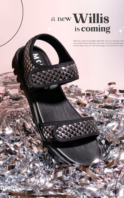 Sepatu Sandal Shiny Black