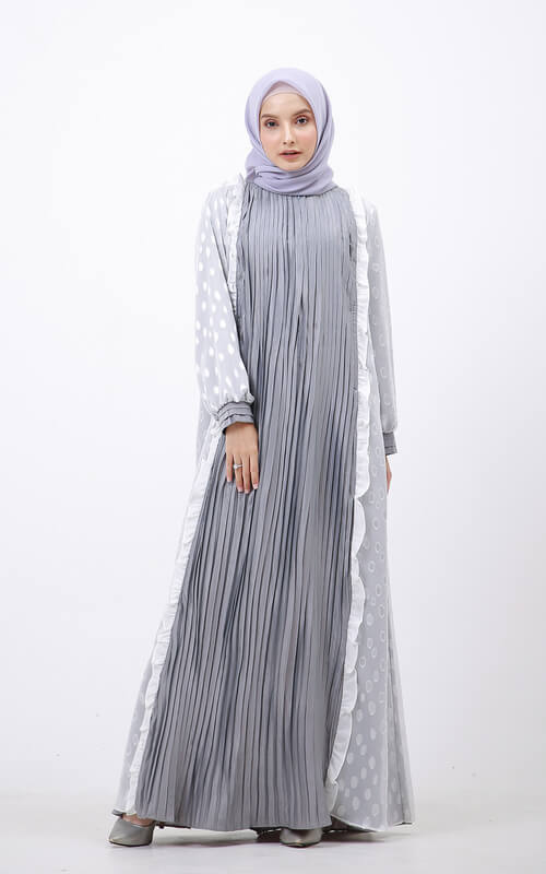 Kaftan Plisket Abu-abu