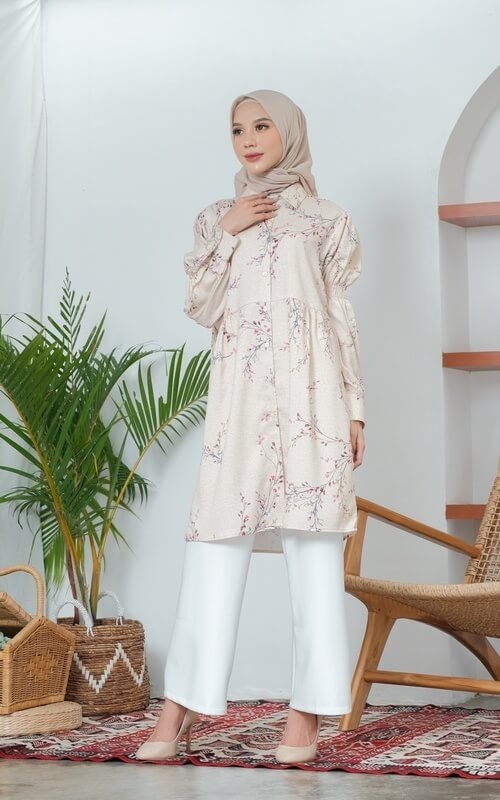 Tunik Motif Bunga Simple