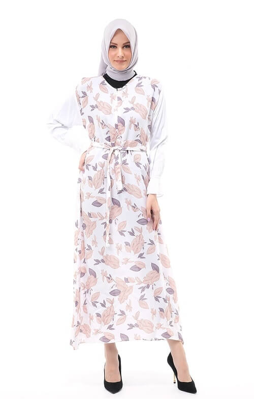 Gamis Modern Motif Naturalistik