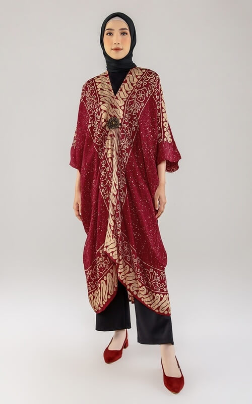 Kaftan Menggantung Batik Merah