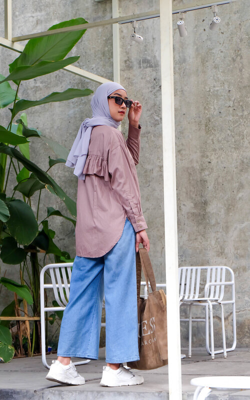 wide leg jeans outfit hijab