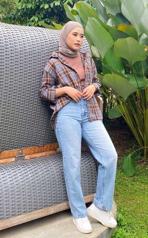 OOTD Hijab Kemeja Kotak-kotak