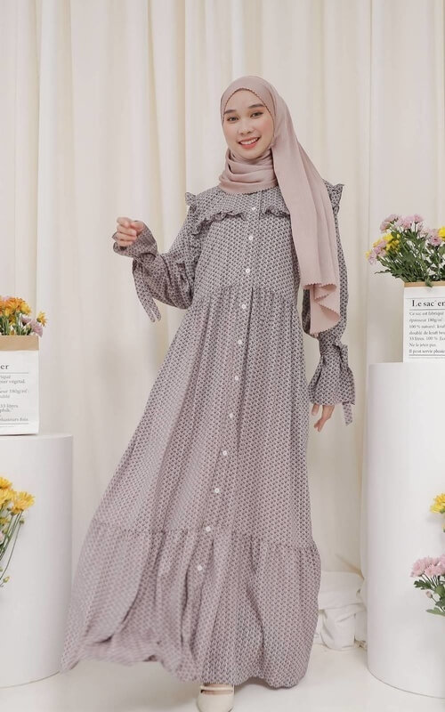 Gamis Ruffle Lengan Puffy