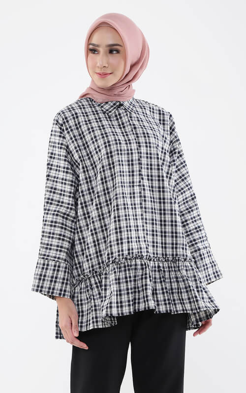 Blouse Wanita Flanel Kekinian