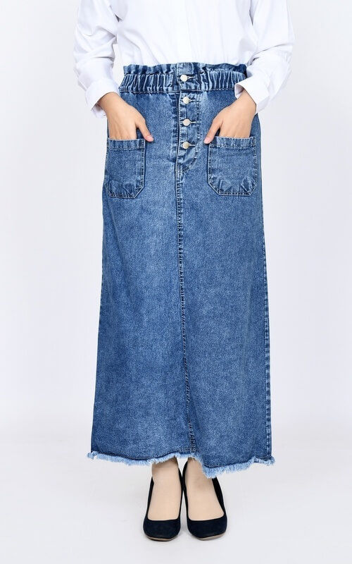 Rok Denim dengan Kantong Depan