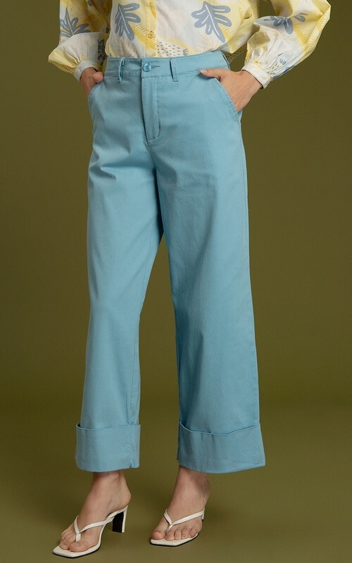 Cuffed Pants Biru Muda