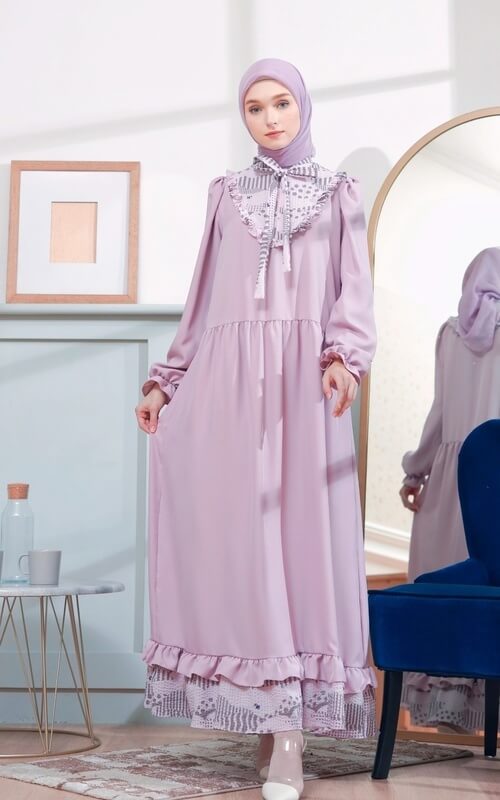 Gamis Lilac Kombinasi