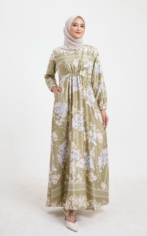 Dress Full Motif Sage Green