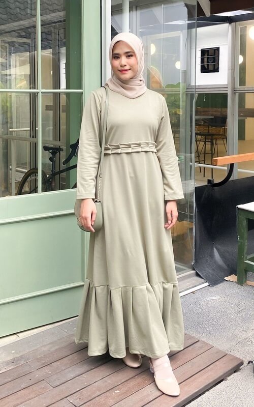 Ruffle Sage Green Dress Hijab