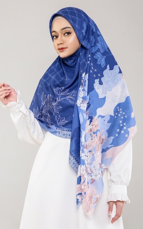 Hijab Segi Empat Syari Warna Biru