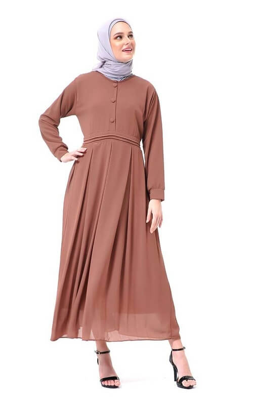 Gamis Simple dan Mewah Warna Coklat