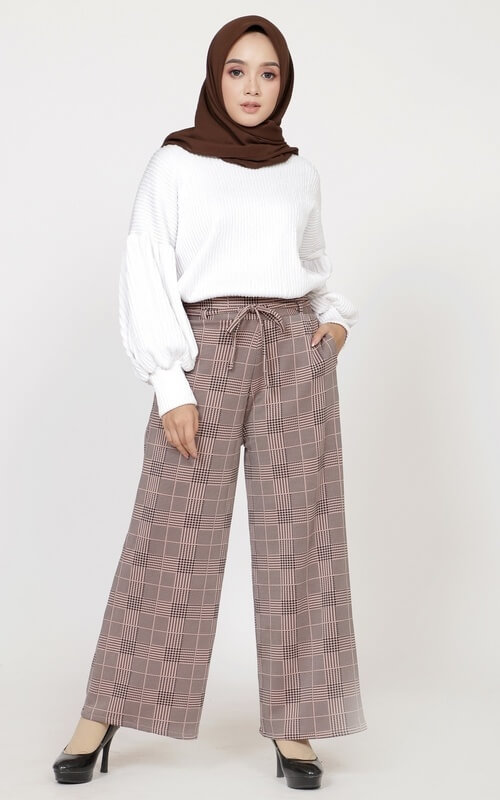 Palazzo Pants Motif Kotak