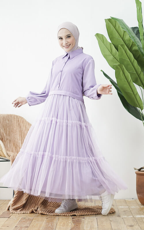 Gamis Cute Warna Lilac