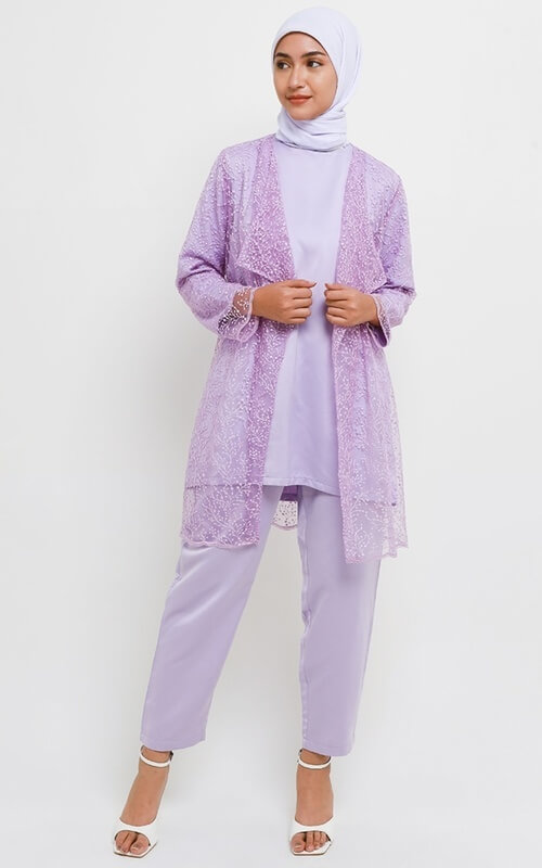 Setelan Lilac Bahan Brokat