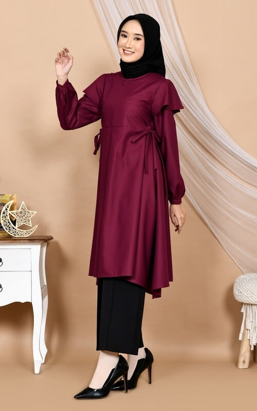 Tunik Wisuda Cantik Warna Merah Keunguan