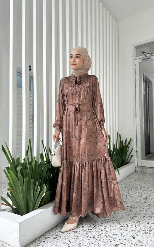 Long Dress Muslim Nuansa Coklat