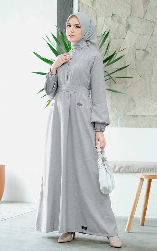 Gamis Simple Abu-abu Polos