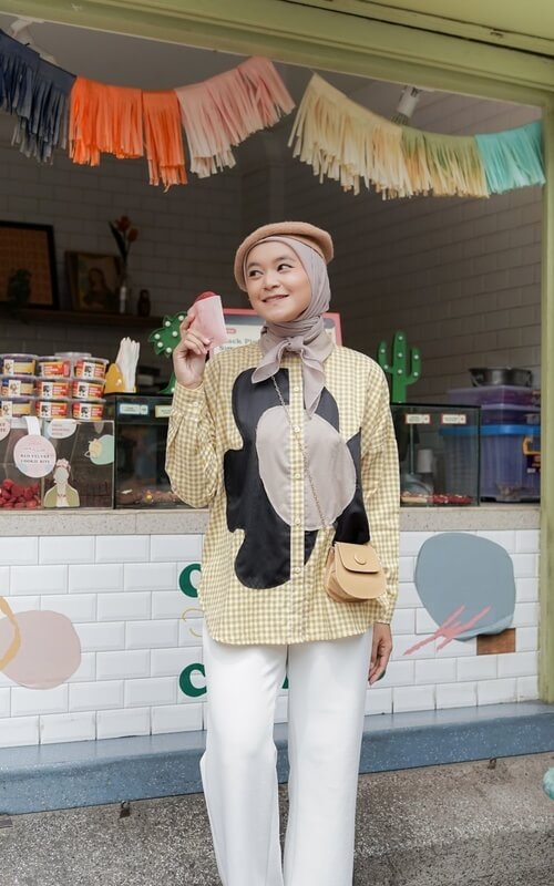 Atasan Hijab Kemeja Kotak-Kotak