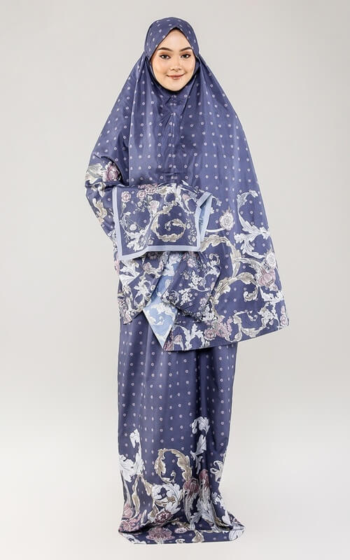 Mukena Biru Motif Batik