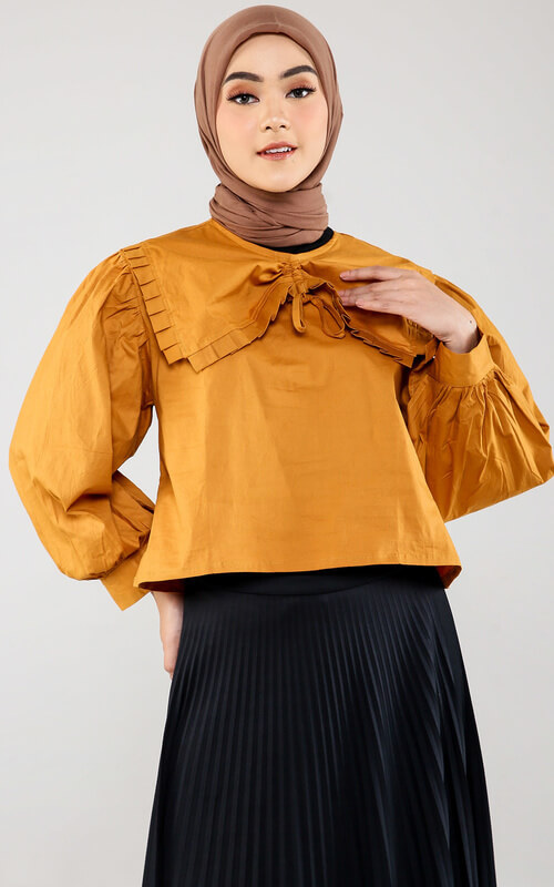 Blouse Crop Lengan Balon