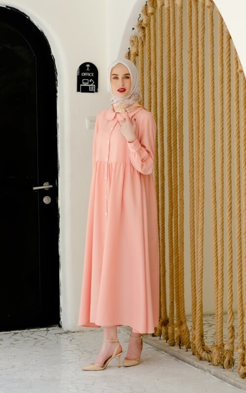 Dress Panjang Polos Berkerah