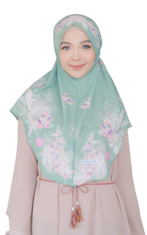 Hijab Instan Panjang Motif Bunga Pink