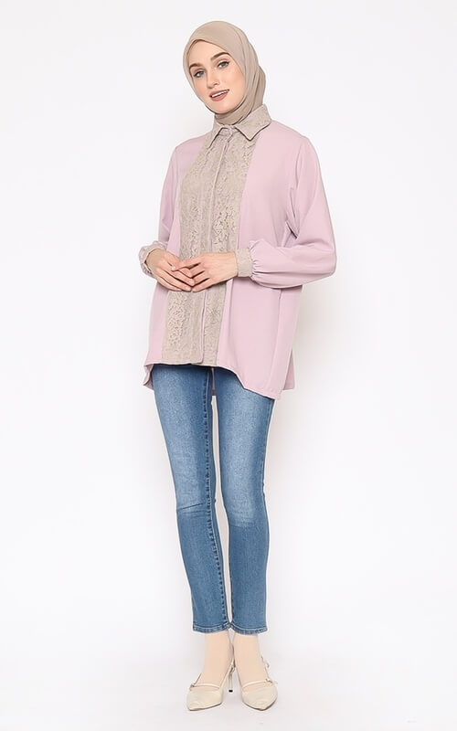 Blouse Lilac Kombinasi Lace